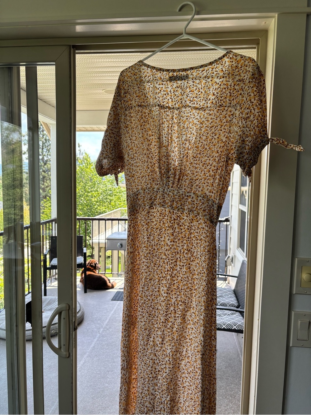 Faithfull the Brand White Floral Print Midi Dress with Mustard Accents - Picture 3 of 4